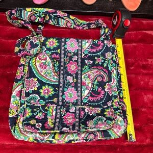 Vera Bradley Mailbag Crossbody Bag - Petal Paisley (Navy and Pink)